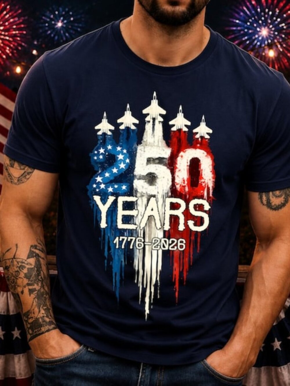 American Flag Shirts for Men, 4th of July Shirt, America 250th Anniversary 257